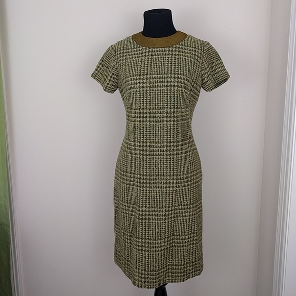 Vintage Dresses & Skirts - Vintage 60s Green Wool Madmen Wiggle Dress sz sm